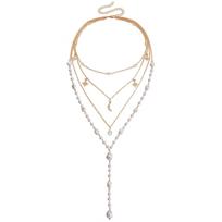 Multi-layer Bright Baroque Imitation Heart-shaped Pearl Neck Chain Necklace for Women, Cold Wind Sweater Chain