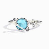 Huitan Newly Designed Blue Planet Star Women Rings Exquisite Anniversary Gift Zinc Alloy Color Charming Female Rings Fashion Zircon resizable