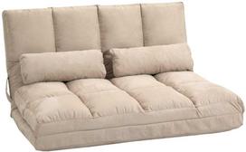 Fotelis HOMCOM 2-in-1 grindų sėdynė, sofa-lova su 3 padėčių reguliuojamu atlošu, aksominė, smėlio spalvos, 102x73x60 cm