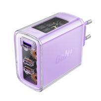 GaN 65W Sieninis įkroviklis 3 prievadai 1x USB 2x USB-C Violetinis