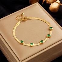 Gold Snake Chain Heart Emerald Choker – Vintage Romantic Jewelry, Love & Growth Gift for Women