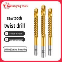 Tiangong Titanium-Plated Multifunctional Serrated Drill Bit Set (3-8mm) for Woodworking and Cutting 3mm [6 pieces]