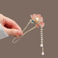 Tassel Hanfu Hair Chopsticks Headpieces U Shape Pearl Flower Hair Fork Hairpin Hair Accessories Chinese Style Hair Stick Party
