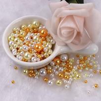 150pcs Imitation Pearl Beads, 3-8mm Double Hole Round ABS Plastic Loose Beads for DIY Crafts and Jewelry Making Accessories 3-8mm