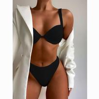 Aukšto liemens bikinis Push Up maudymosi kostiumėlis, moteriškas bikinio rinkinys Seksualūs moterų maudymosi kostiumėliai Bikini maudymosi kostiumėliai maudymosi kostiumėliai paplūdimio drabužiai S juoda