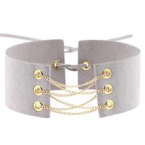 30 Colors New Glamorous Black Velvet Choker Gold/Silver Color Chain Sexy Statement Necklace Link Chain Lace Up Chokers Necklaces