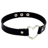 Chainsaw Man Reze Cosplay Choker Punk PU Leather Heart Collar Necklace with Pull Ring Chain Party Accessories