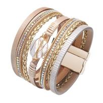 Women Braided Bracelet Adjustable Design Imitation Pearl Rhinestones Decor Secure Closure Wristband Wrist Accessory