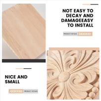 BHBL Natural Wood Appliques Square Flower Carving Decals Decorative Wooden Mouldings for Cabinet Door Furniture Decor Craft 10x1 China Mainland