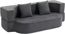 Aosom Berėmė dvivietė grindų sofa-lova su 2 pagalvėmis, tamsiai pilka, 190 cm