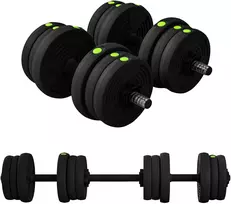 Aosom 2-in-1 hantelių rinkinys, 20 kg, juodas/žalias