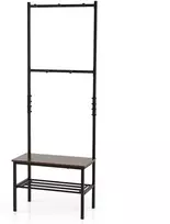 Koduva 3 viename drabužių kabykla su suolu ir kabliukais, ruda / juoda, 61 x 30 x 165 cm