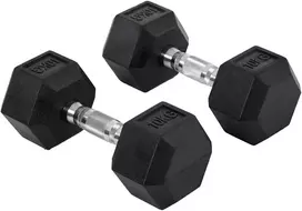 Koduva Heksagoninių hantelių rinkinys, 2 vnt., 2 x 10 kg, juodas, metalas ir guma