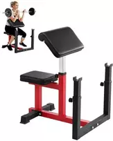 Koduva Preacher curl suoliukas su kojų treniruokliu, VEVOR qb035, juodas ir raudonas, 73 x 55 x 18 cm