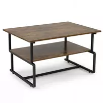 Promotion Dviejų aukštų kavos staliukas, metalinis rėmas, kaimiška ruda/juoda, 85 x 60 x 47 cm