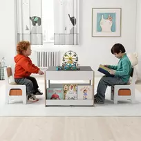 Promotion 4-in-1 vaikiškas stalo ir kėdžių komplektas, natūralus