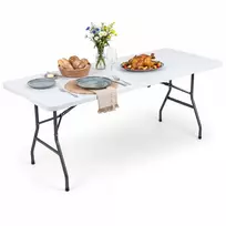 Promotion 6 FT plastikinis sulankstomas per pusę stovyklavimo stalas, baltas