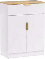 Aosom Sideboard su stalčiumi ir reguliuojama lentyna, baltas, 60 x 32 x 82 cm