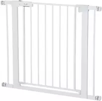 Aosom Gyvūnų varteliai, montuojami be gręžimo, reguliuojamas plotis 75-96 cm, viena ranka atidaromi, metaliniai, balti, automatiškai užsidarantys