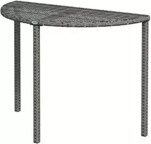 Aosom Balkono stalas, pusapvalis, poliratano ir metalo, pilkas, 100 x 50 x 74 cm