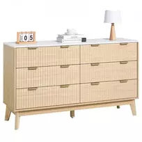 Koduva VEVOR 6 stalčių komoda, šviesaus medžio, 137,2 x 39,9 x 81,3 cm
