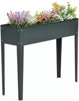 Aosom Tamsiai pilka pakelta metalinė lysvė su kojomis, 100 × 30 × 80 cm