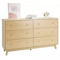 Koduva VEVOR 6 stalčių komoda, šviesaus medžio, 137,2 x 39,9 x 81,3 cm