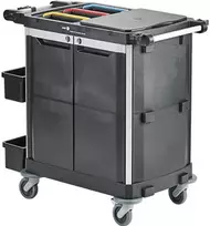 Valymo vežimėlis Nordic Recycle Trolley 2.0, vidutinio dydžio, 1010x620x1070 mm, juodas, perdirbtas HDPE/aliuminis