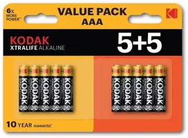 KODAK Šarminės baterijos XTRALIFE AAA LR3 5+5 (10 vnt. pakuotė)