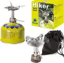 Lengviausias turistinis dujų balionėlių degiklis (su vožtuvu arba sriegiu) HIKER 70gram 2.4kW