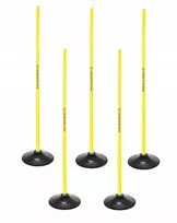 Slalomo kliūčių ruožas 160cm lazdos + 1,5kg pagrindas Geltonos 100865
