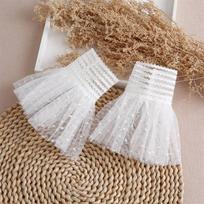 New Detachable Cuffs Pearl Lace Mesh Fake Flared Sleeves Women Pleated Flare Sleeve Ruffles Wristband Decorative Accessory One Size