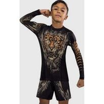 Venum Tiger Kids ilgarankovis kompresinis marškinėliai, juoda/neoninė oranžinė