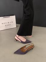 Niche feeling bag head sandals women's shoes spring and autumn 2025 new thin heels not tired feet pointed empty shoes 35 violetinė