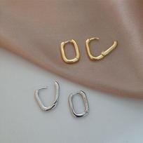 Retro Hong Kong Style Oval Ear Cuffs - Celebrity & Niche European Fashion Plain Oval Ear Cuffs (Gold)