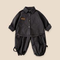 Boy's  Clothing Set   Autumn   Boy's Suit Shirt Coat+Pant Cool 3-8 Year Kid's Two-piece Suit 90cm pilka spalva