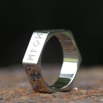 New 316L Stainless Steel Hexagon Viking Ring For Men Nordic Runes Biker Jewelry Cool Gift 12