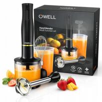 Rankinis trintuvas 5-viename Owell 800W su smulkintuvu, plakikliu ir pieno putų plakikliu, juodas