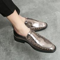 Fashion Men Fashion Lefu Shoes Round Head Tiktok Net Red Shoes DJ Net Red Hairdresser Formal PU Leather Shoes Size 38-46 Men Shoes 38 sidabras