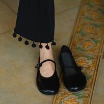 Light luxury round head with versatile flat bottom shallow mouth Mary Jane single shoes women's new autumn single shoes 35 juoda