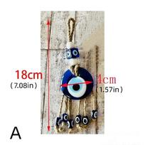 Turkish Evil Eye Glass Hanging, Nazar Boncuk Amulet, Handmade Protection Charm For Car Rearview Mirror & Home Wall Decor, 2 Sizes A-18cm