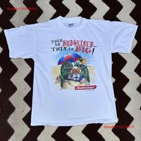 Vintage 90s Budweiser Iguana Beer This is Big Beach White T Shirt Sz L 1996 vintage Washed Versatile Comfortable homme fashion S įvairiaspalvis