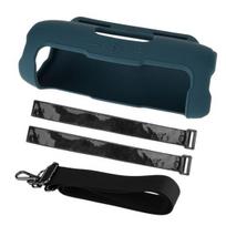 Silikoninis garsiakalbio dėklas, skirtas JBL Flip 7, vandeniui atsparus, Bluetooth suderinamas garsiakalbio dangtelis su tvirtinimo dirželiu prie golfo vežimėlio stulpo, apsauginė odelė mėlyna