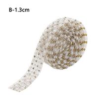 1Yard Colorful Glitter Crystal Banding Applique Pearl Chains Hot Fix Rhinestones Iron on Trimming Wedding Dress Clothing Access