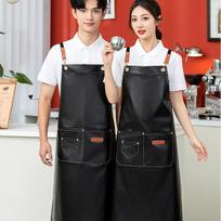 Custom Logo Waterproof & Oil-Proof Leather Apron for Kitchen, Catering, Seafood, or Fish Cutting Work.