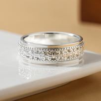 Men's Rotatable Thai Silver Ring - Pure Silver, Trendy, Decompression, Creative Design 19 (Approx. 59mm Circumference)