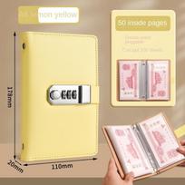Save Money 100 Envelopes Money Saving Challeng Large Capacity With Password Lock Mini Binder Savings Challenge PU Reusable geltona