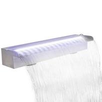 vidaXL Baseino fontanas su LED, 60cm, stačiak. formos, nerūdijantis plienas