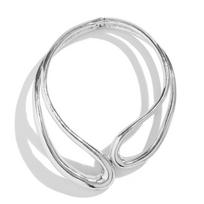 Geometric U Shaped Twisted Metal Choker Necklace Bracelet Women 2024 Trendy Cool Double-layered Open Necklace Bangle Jewelry Accessories CDN