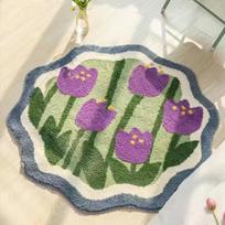 Non-Slip Faux Cashmere Bedside Rug, Living Room Floor Mat, Sofa Cushion, Bay Window Foot Pad 40x60cm pink